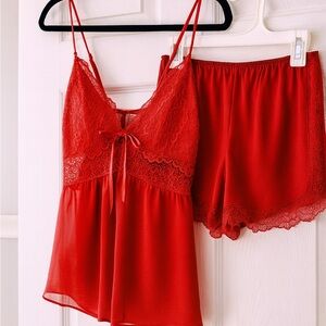 Victoria's Secret Red Lace Pajama Set